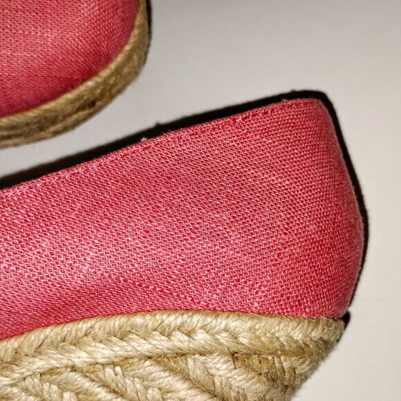 Coral Linen Espadrille Wedges - Picture 8 of 8